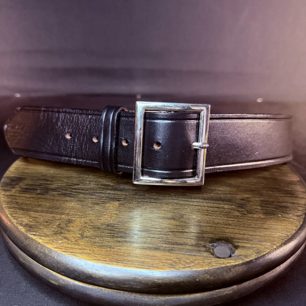 Dutyman Uniform Belt Size 30" Government Spec Plain Black Leather Chrome 1611